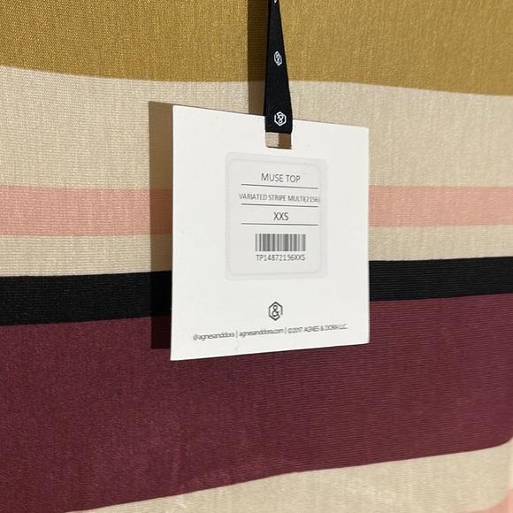 Agnes & Dora Muse Dress Size XXS – Varied Stripe, Short Sleeve Swing Tunic, NWT - Picture 4 of 7